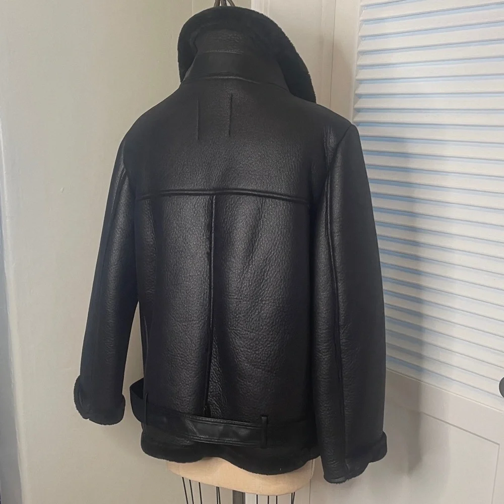 Zara Black faux Shearling Women's Jacket szXL - Picture 5 of 5